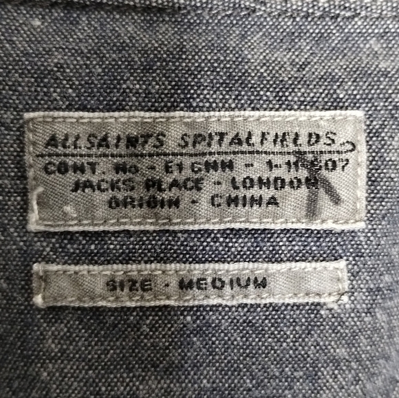 AllSaints SpitalFields Freestone Long Sleeve Shirt Men's Size Medium - Picture 6 of 8
